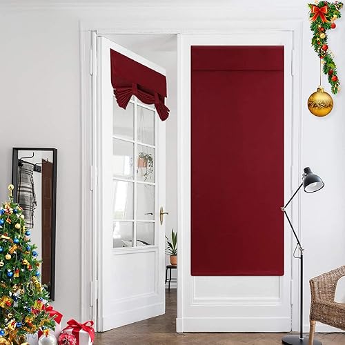 HOMEIDEAS - Cortinas blackout para puerta francesa o puerta con vidrio, cortina con lazos superiores para privacidad y aislamiento térmico para