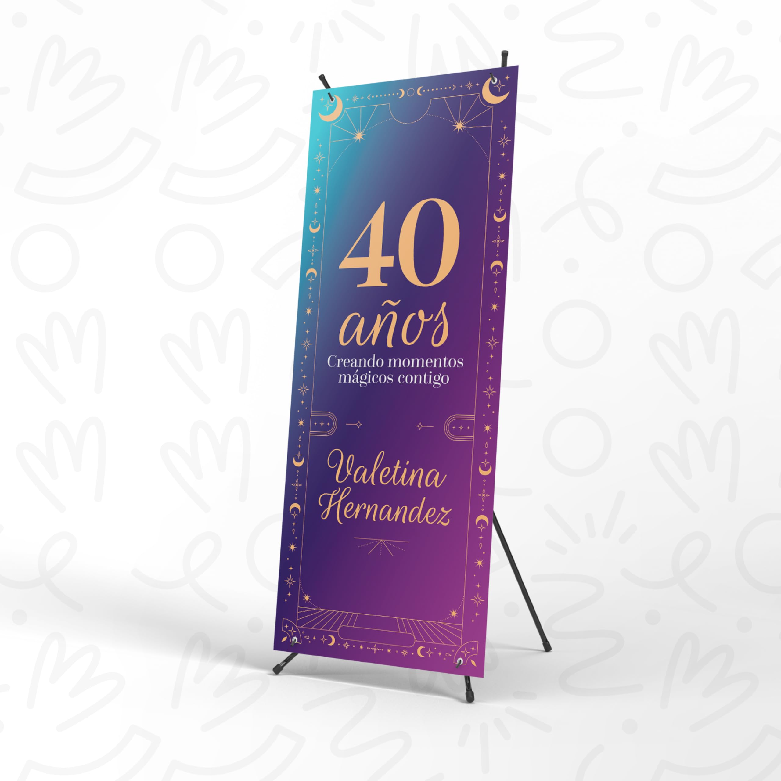 Cartel Personalizado de 70x180cm con Xbanner y Pancarta con 10 Colores a Elegir - Photocall Cumpleaños con Textos Modificables, Ideal para Aniversario, Fiesta o Eventos - Bandera de Lona (Multi Color)
