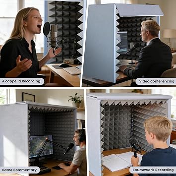 Portable Sound Proof Box, 23.6 Inch Large Professional Vocal Booth