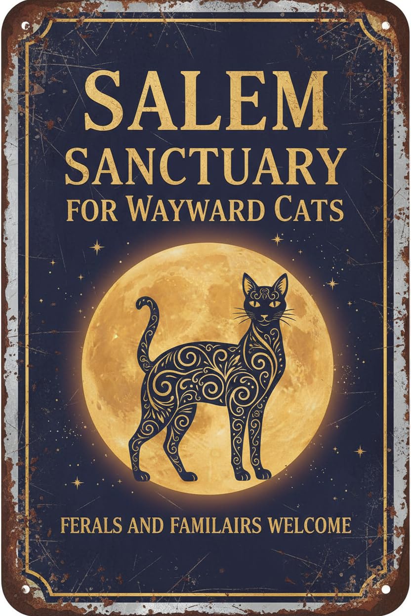 Salem Sanctuary For Wayward Cats Tin Sign, 8x12 Inch