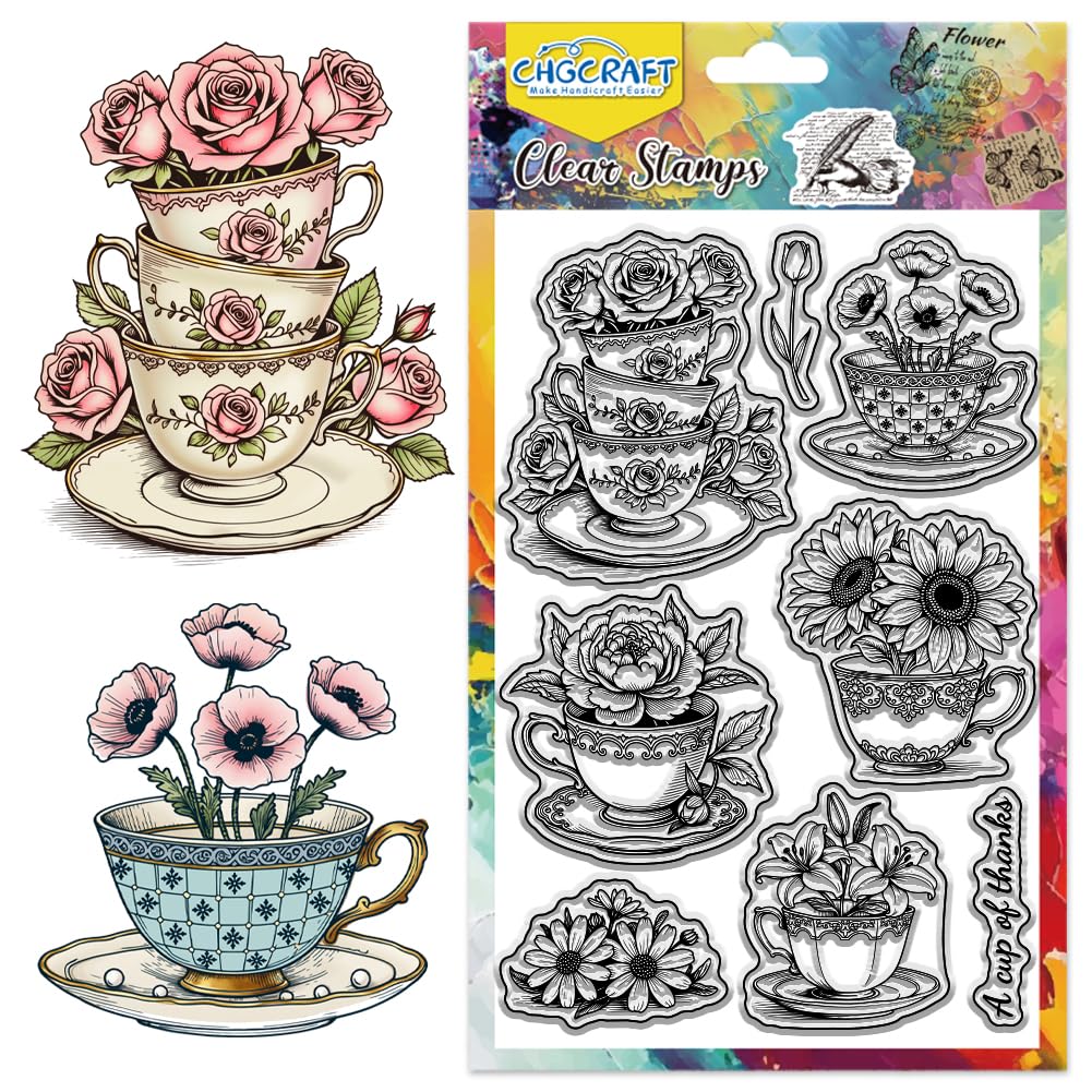 CHGCRAFT Cute Bee Clear Stamps Daisy Transparent Stamps Flowers Silicone Clear Stamp Seals for Carding Making DIY Scrapbooking Photo Album Decoration, 4.3x6.3 inch