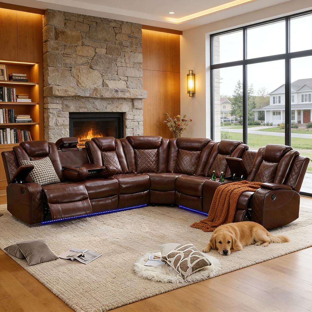 Power Breathing Leather Reclining Sofa Set,Power Recliner