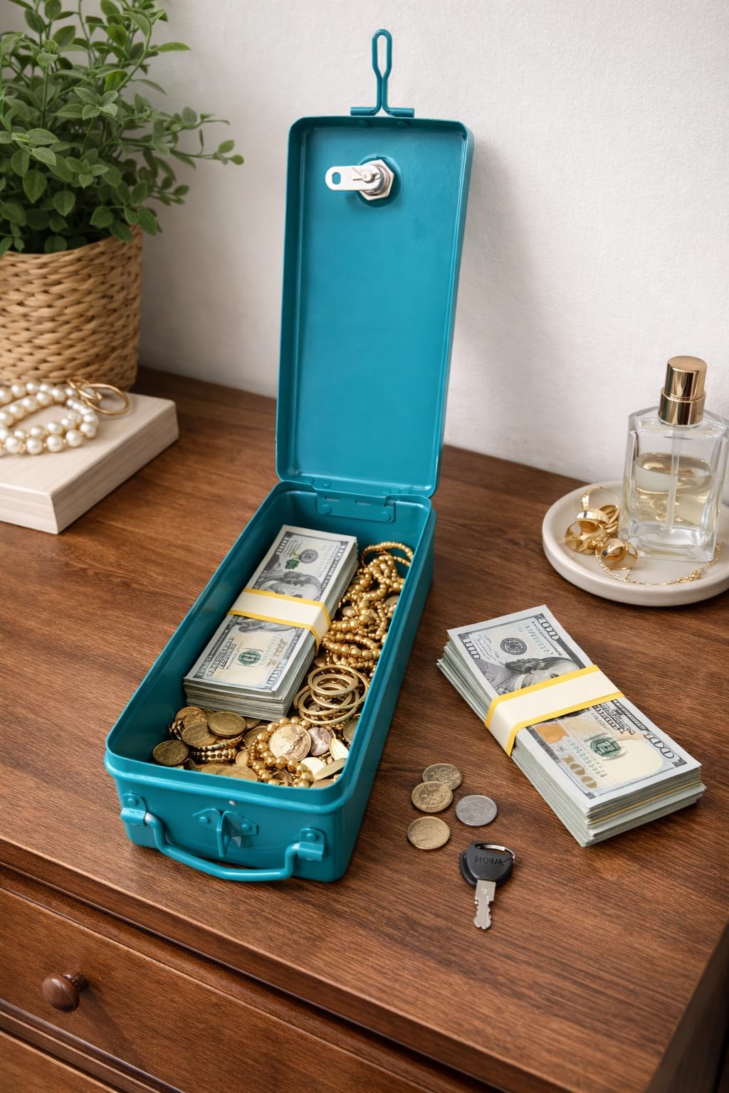 Cheque Box/Bank Locker Storage Box for Cheque Books ( 12" x 5" x 4"), Rectangular