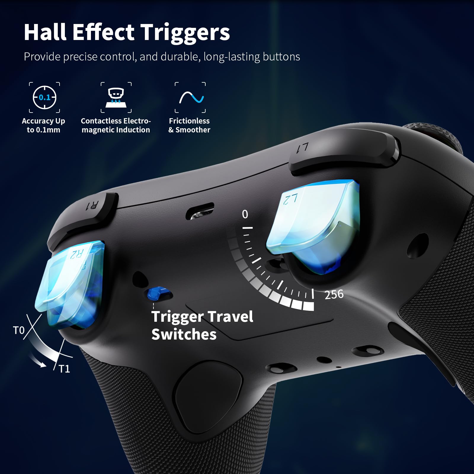AceGamer Aurora 2.4G Bluetooth Controller Senza Fili per PC Windows/Switch/Stem/Ios/Android,Gamepad PC con a Effetto Hall, Pulsante Posteriore Programmabile, Attuatore Lineare Risonante (nero)