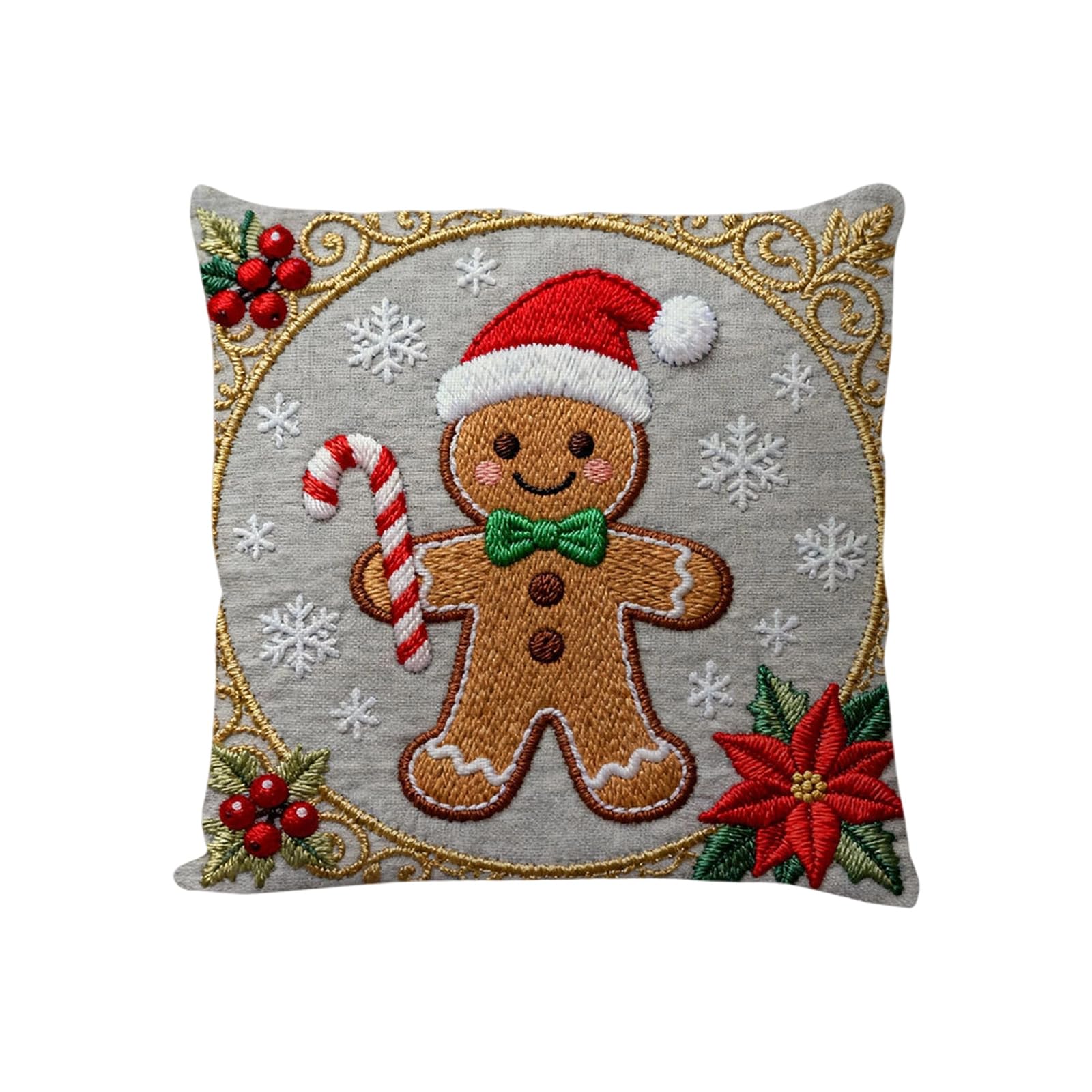 Tsophreniq Christmas Embroidered Linen Throw Pillow Case Reindeer Snowman Pattern Holiday Homes Decors Sofa Couch Cushion Cover Christmas Themed Linen Pillowcase