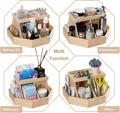 Miniatura 8 de ECOADE Organizador de pañales de madera, organizador giratorio de 360 grados con divisores extraíbles, organizador de pañales para guardería