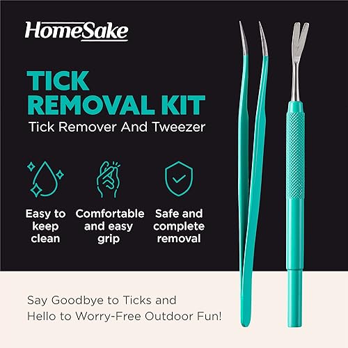 Miniatura 4 de Homesake Juego de herramientas y pinzas para eliminar garrapatas para perros, gatos y humanos - Kit de eliminación de garrapatas de acero inoxidable