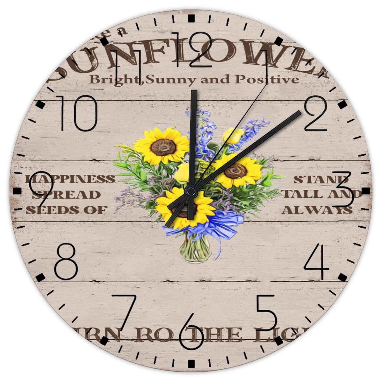 Horloge murale en bois de 38 cm ronde et rustique pour déco de chambre