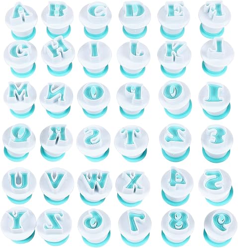 Miniatura 3 de BENBO - Juego de moldes para tartas con números de letras del alfabeto, 36 piezas para fondant, azúcar, manualidades, sello de galletas, impresión,