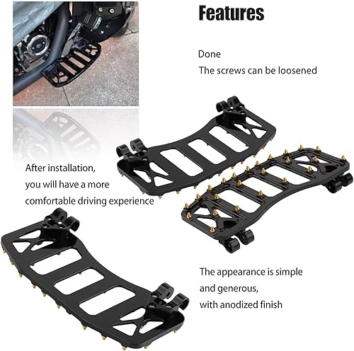 Miniatura 4 de MX Offroad Floorboards - Estriberas anchas con punta dorada, pedales de ensacadora para Dyna FLD 2012-16 Touring Road Glide Street Glide Road King