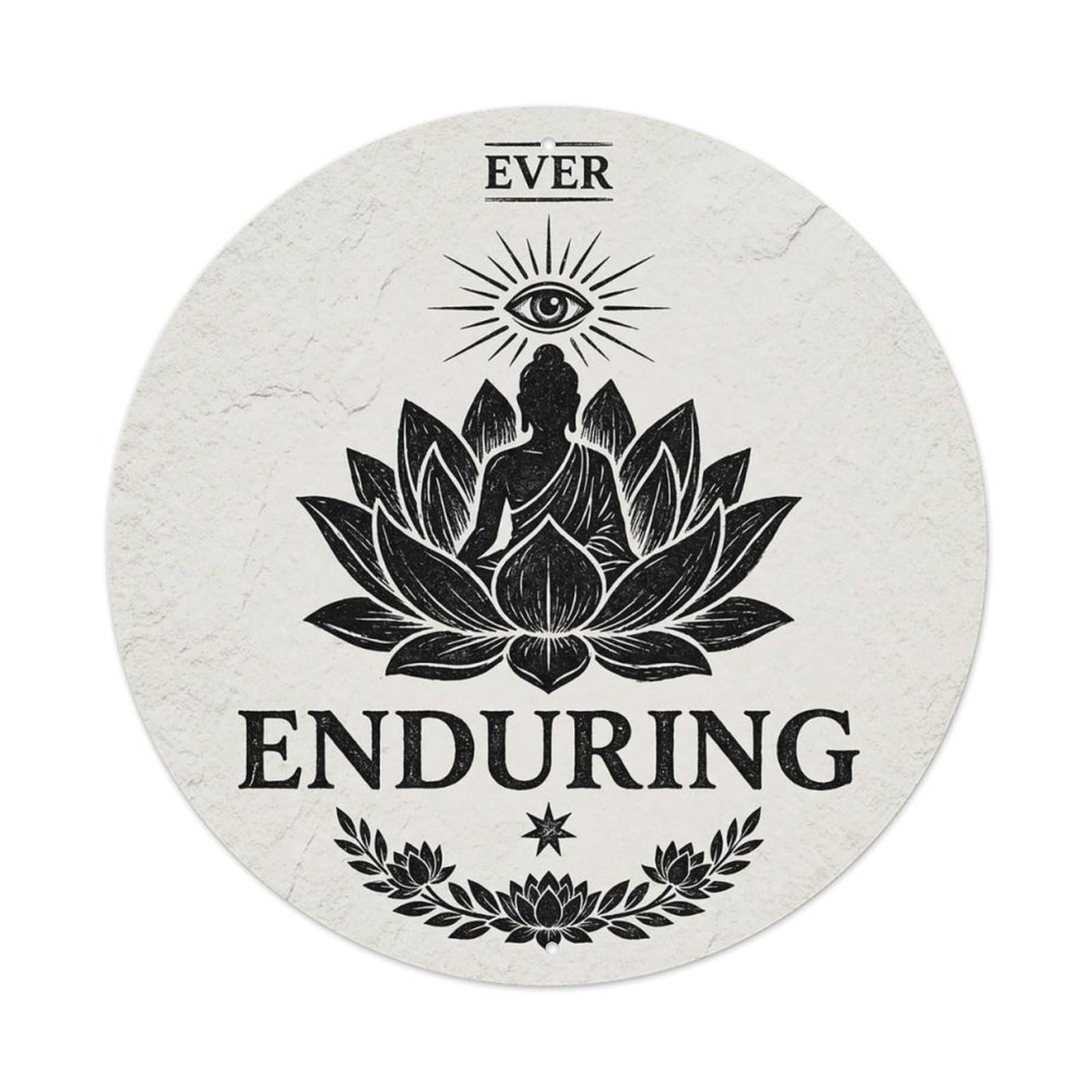 Zen Flower Meditation Den Enduring Vintage Metal Tin Sign Plaque Wall Decor for Cafe, Club Bar, Office, Garden Metal Poster 8x8Inch