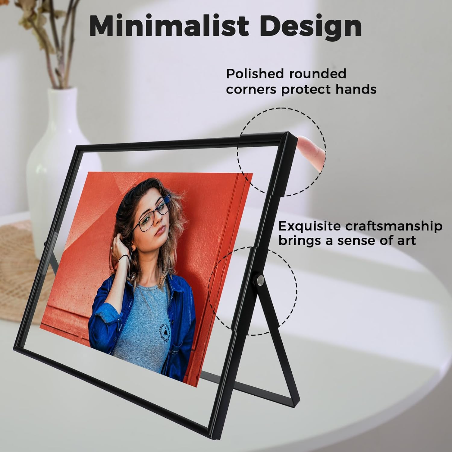 Black Floating Frame, 8“x10”,Horizontal, For Picture 7x9, 6x8, 5x7, Tabletop Shelf Photo Frame, Classy For Father, Mother or Kids, For Wedding or Birthday
