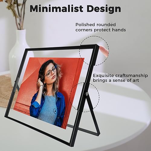Miniatura 3 de Marco flotante negro, 8 x 10 pulgadas, horizontal, para fotos de 7 x 9, 6 x 8, 5 x 7, marco de fotos de estante de mesa, elegante para padre, madre