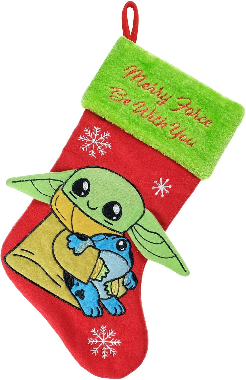 Ruz Star Wars The Child 20" Applique Christmas Stocking, Gift Holder for Stocking Stuffers, Indoor Home Decor and Holiday Decoration
