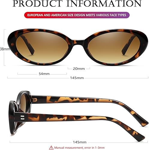 Miniatura 6 de AIEYEZO Lentes de sol ovalados retro para mujer, a la moda, con marco ovalado, lentes de sol de los años 90, estilo vintage