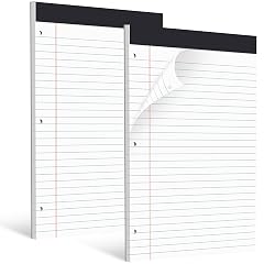 HAUTOCO 2 Pack 8 5 x 11 Legal Pads White Wide Ruled Notepads Perforated Writing Pads 30 Sheets