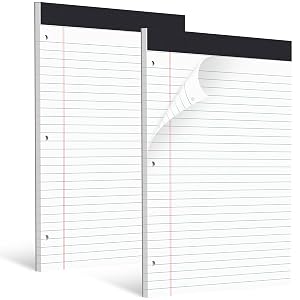 HAUTOCO 2 Pack 8 5 x 11 Legal Pads White Wide Ruled Notepads Perforated Writing Pads 30 Sheets