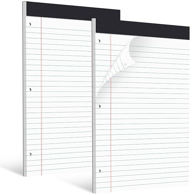 HAUTOCO 2 Pack 8 5 x 11 Legal Pads White Wide Ruled Notepads Perforated Writing Pads 30 Sheets