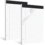 HAUTOCO 2 Pack 8.5 x 11 Legal Pads White Wide Ruled Notepads Perforated Writing Pads, 30 Sheets Per Notepad, 3-Hole Punched Paper, Writing Note Pads for School, Home, Office, Business