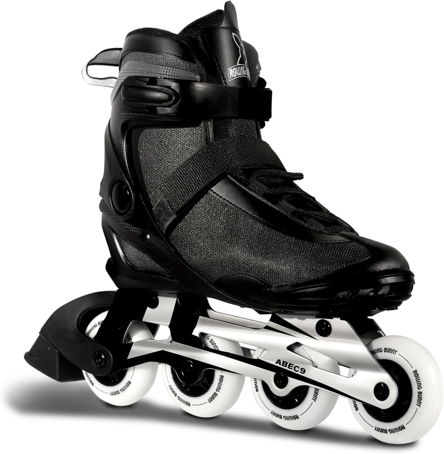 Inline Skates PRO for Adult Women - ABEC-9 Bearing with Breathable Lining for Male Female, Optional Brake, Size W 6-9, Black