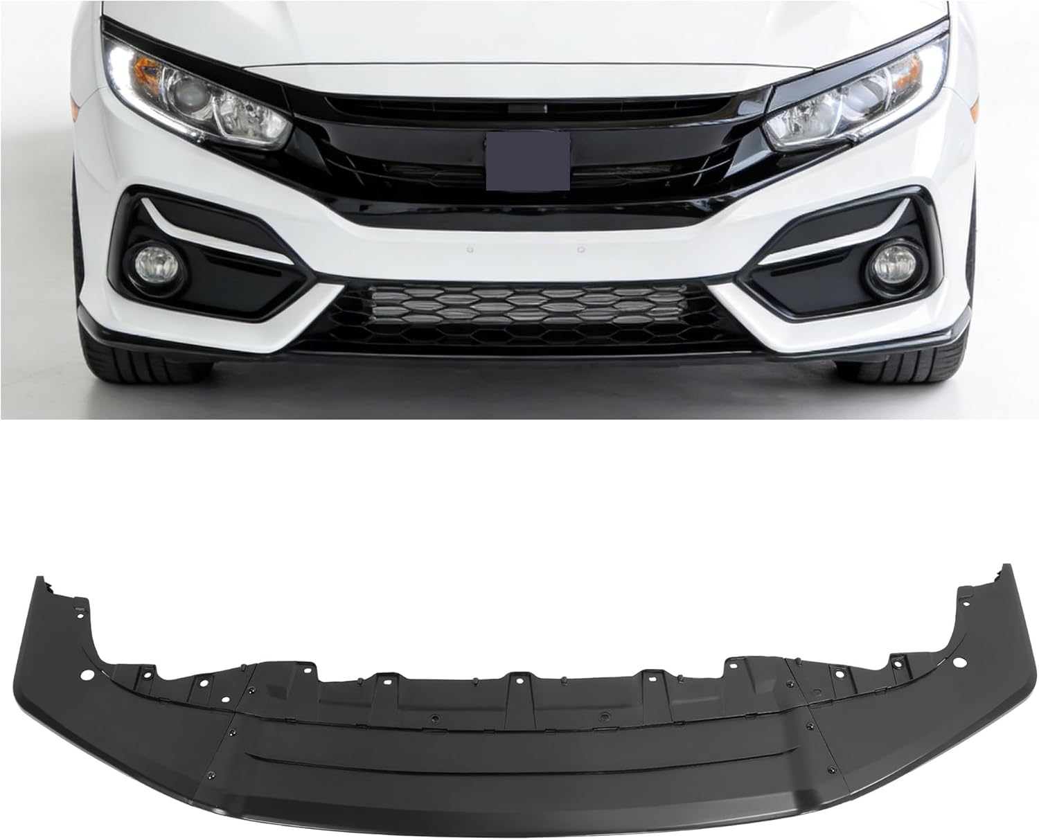 ALMULOO Front Bumper Valance Compatible with 2017-2021 Honda Civic Sport Touring Hatchback Air Dam Front Spoiler Replacement Plastic(PP) 71102TGGA50 HO1036129 Matte Black