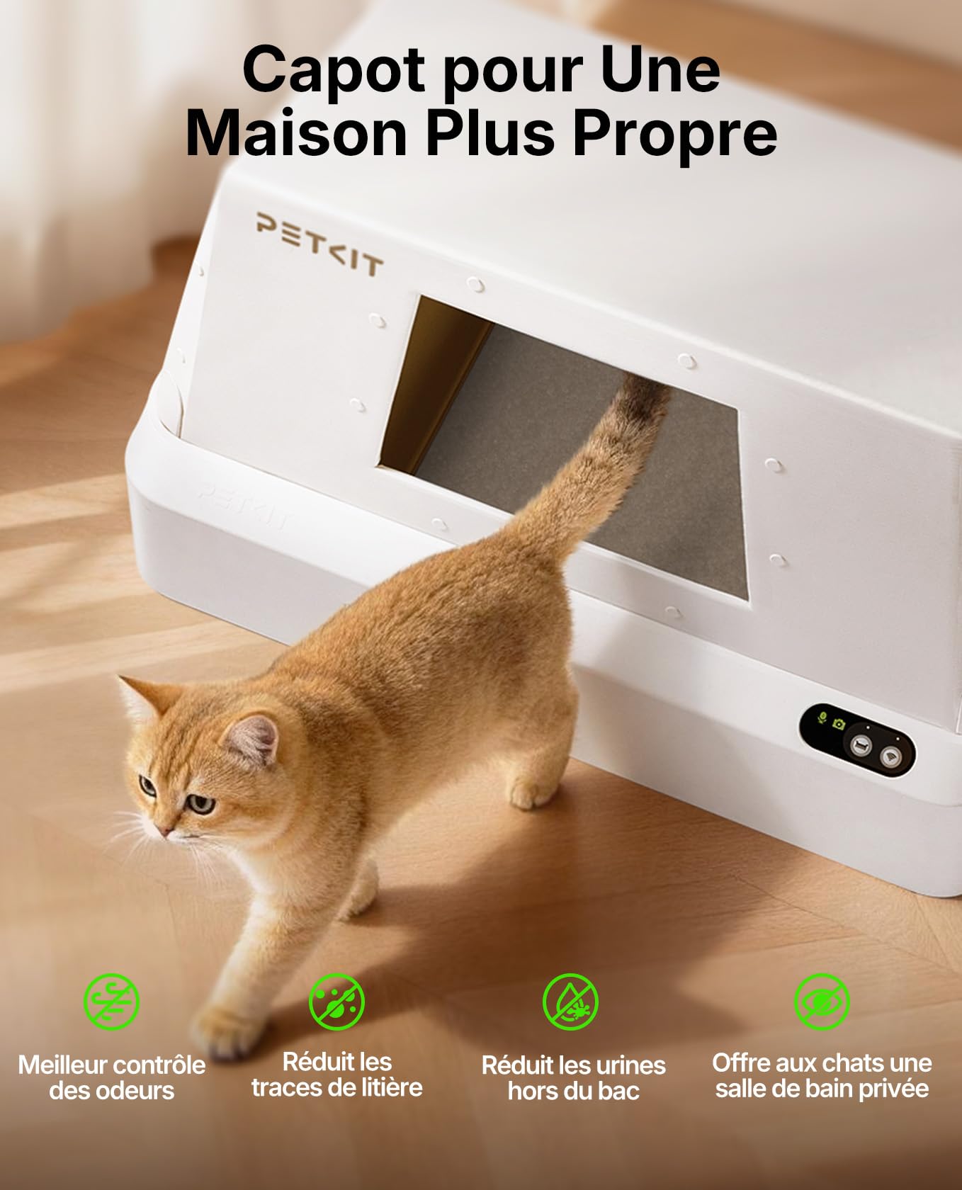 PETKIT PUROBOT Crystal Duo Litiere Chat Autonettoyante avec Capot, Bac Litière Autonettoyante Révolutionnant avec Caméra IA, Espace Ouvert，Surveillance de Santé, Anti-pincement,Double Désodorisation
