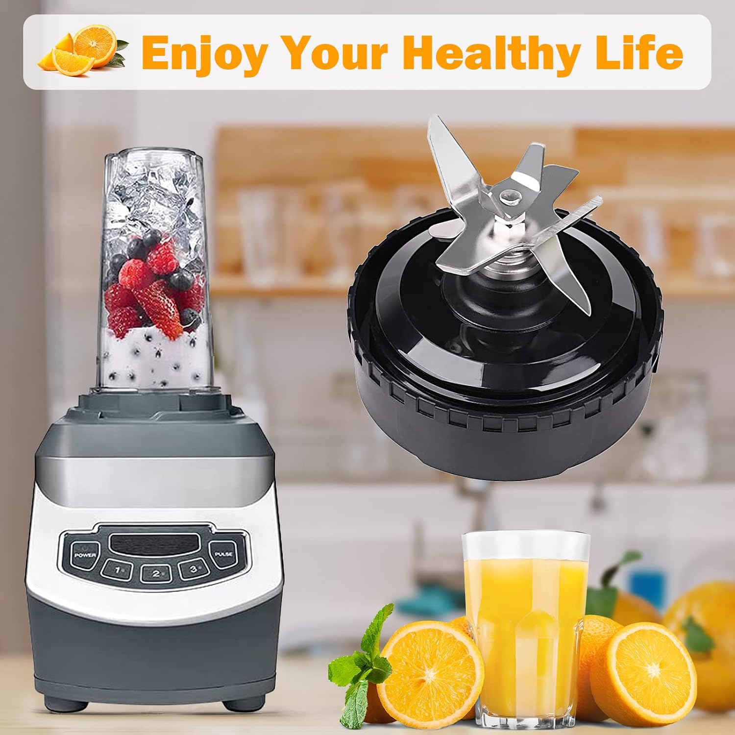 6 Fins Blade Replacement For Ninja Blender Single Serve Blade 16 oz Cup Fit for Ninja BL740, Ninja BL770, Ninja BL660, Ninja BL773CO, BL772 BL663 BL663CO BL773 BL780 (6 FINS 3.34 INCH)