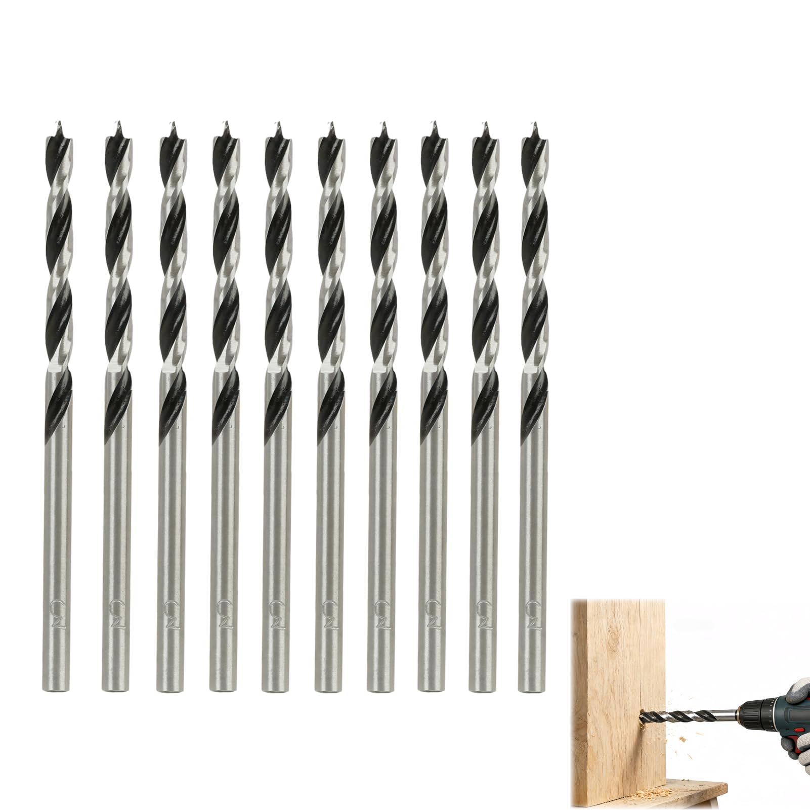 10 brocas para madera de 3 mm – Broca de caracol larga profesional apta para carpintería de madera blanda y madera dura