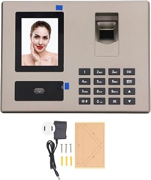 Employee Attendance Machine, Fingerprint Time Clocks for Employees Small Business with Face Recognition,Finger Scan,Password, Auto Calculate Working Hours US Plug