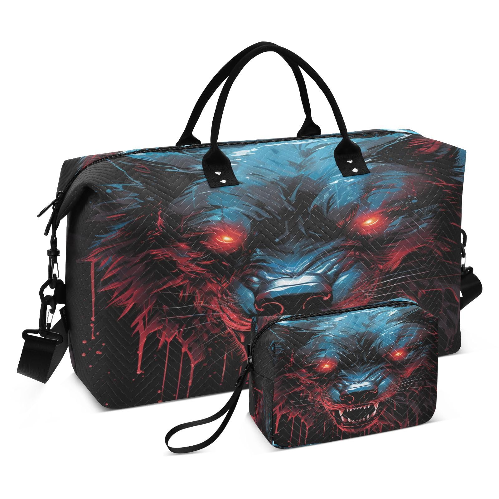 Sac de voyage loup noir avec trousse de toilette pour week-end - 8
