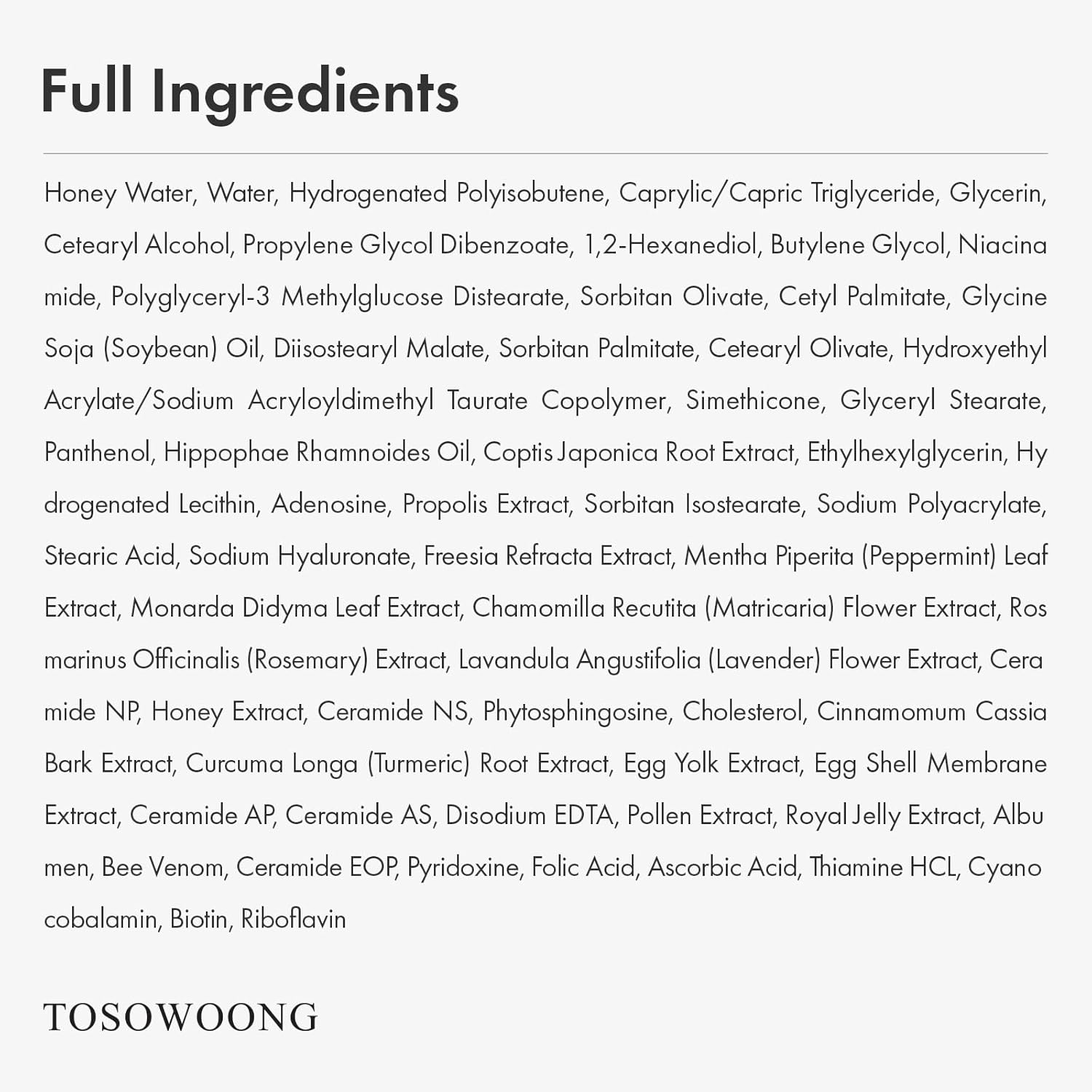 TOSOWOONG Honey Glow 47% Propolis Cream, Hydrating Facial Soothing Moisturizer with Bee Venom, Royal Jelly Extract, Vitamin C for Irritated Dry Skin, Glass Skin, Korean Skincare, 50ml / 1.69 fl.oz. - Image 6