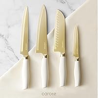 Vista 8 de CAROTE 12PCS Kitchen Knife Set, Healthy Gold Titanium Coating Knife Set, Dishwasher Safe with 6 Blade Guards, Rustproof Stainless Steel Cutlery Set