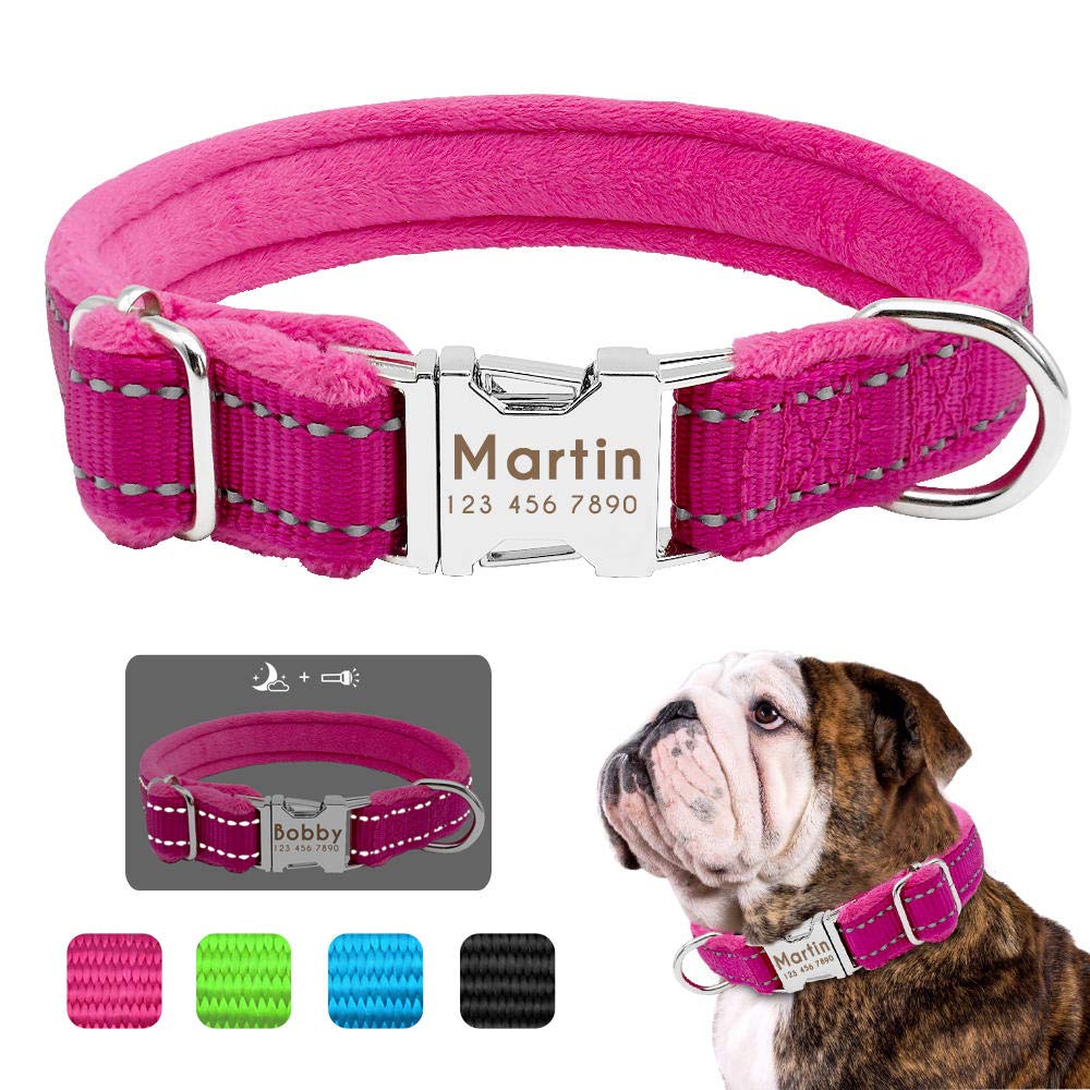 Personalisierte Hundemarke Halsband Nylon Haustier Welpe Pitbull Halsband Perro gepolstert benutzerdefinierte Gravur für kleine mittelgroße Hunde Bulldogge Mops-Grün_L