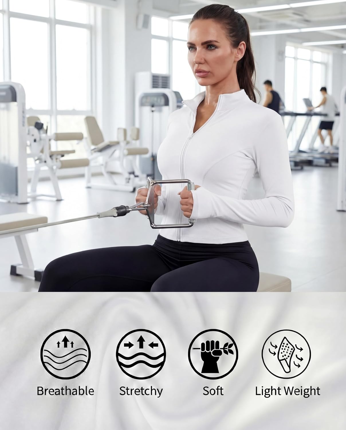 Shyyween 3 Pack Women's Workout Jacket Slim Fit Cropped Jacket Zip up Athletic Tops with Thumb Hole Running Gym Yoga - Image 5