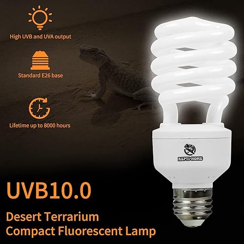 Miniatura 4 de Luz de reptil UVB 10.0, 13 W Desert UVA UVB Bombilla para reptiles, lámpara compacta de terrario del desierto, bombilla UVB reptil para dragón