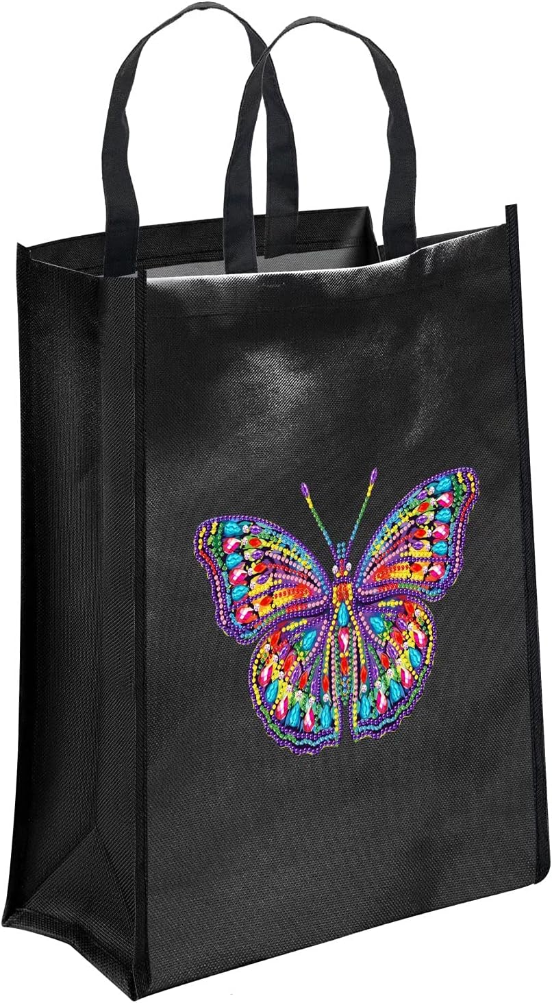JX Lecal Canvas Tote Bag with Diamonds, 5D DIY Diamond Painting Rhinestone Grocery