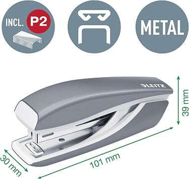 Leitz Nexxt mini delgeç ve zımba seti, 10 sayfaya kadar, P2 No. 10 zımba teli, inci beyazı, WOW, 55612001