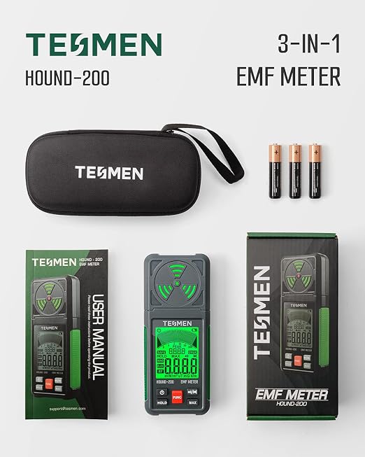 Medidor EMF, Hound-200 Detector EMF portátil 3-en-1 para EF, RF, MF, WiFi miniatura 7