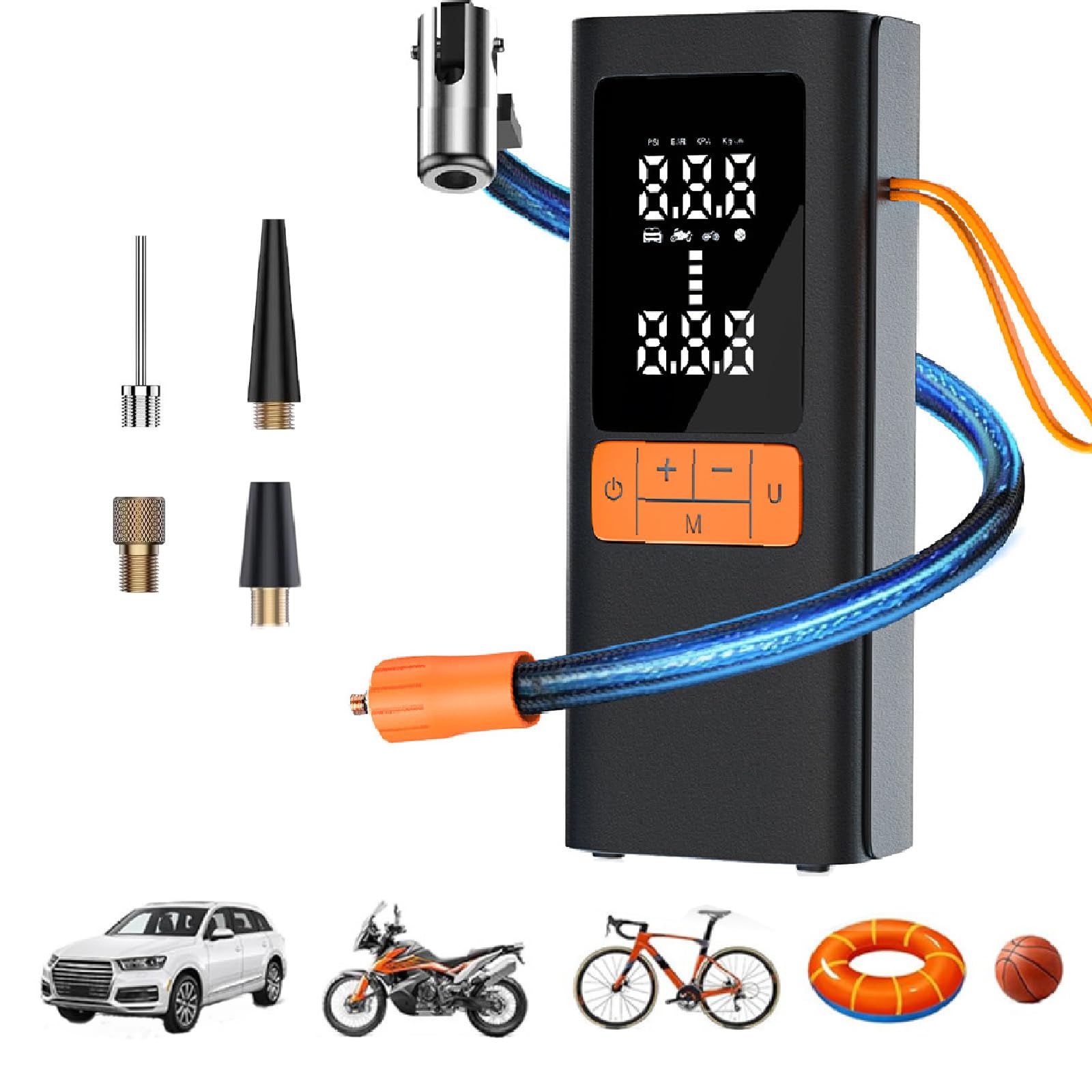 Spetaku Tire Inflator Portable 150PSI Air Compressor 9000mAh Air Pump for Car Tires Digital Pressure Gauge Emergency Light Auto-Shutoff，Quick