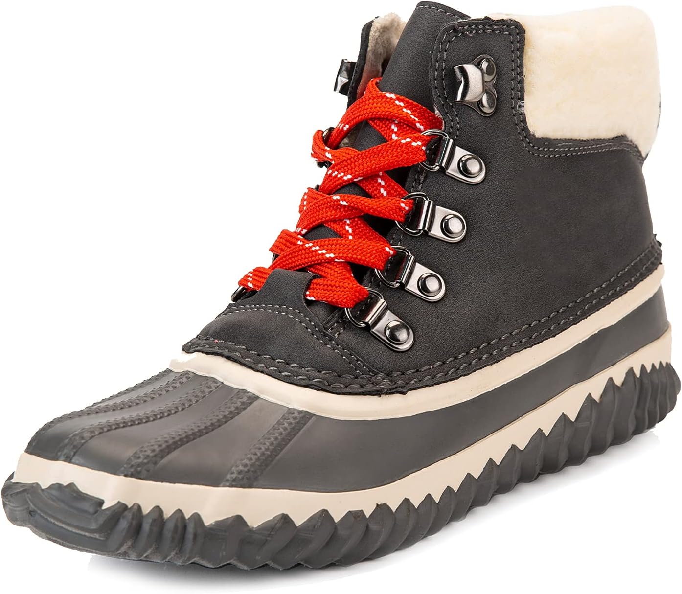 GAWBAW Womens Waterproof Winter Snow Boots - Warm Faux Fur Lined Lace up Duck Boots Ankle Rain Boots For Women