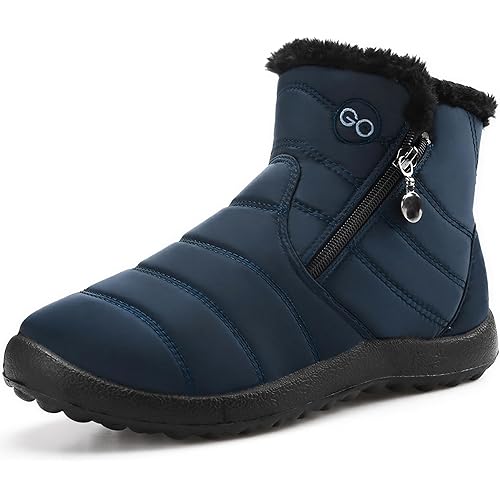 HARENCE Snow Boots for Women Winter Boot with Comfortable Warm Fur Lined Ankle Booties Outdoor Slip On Waterproof Short Boots