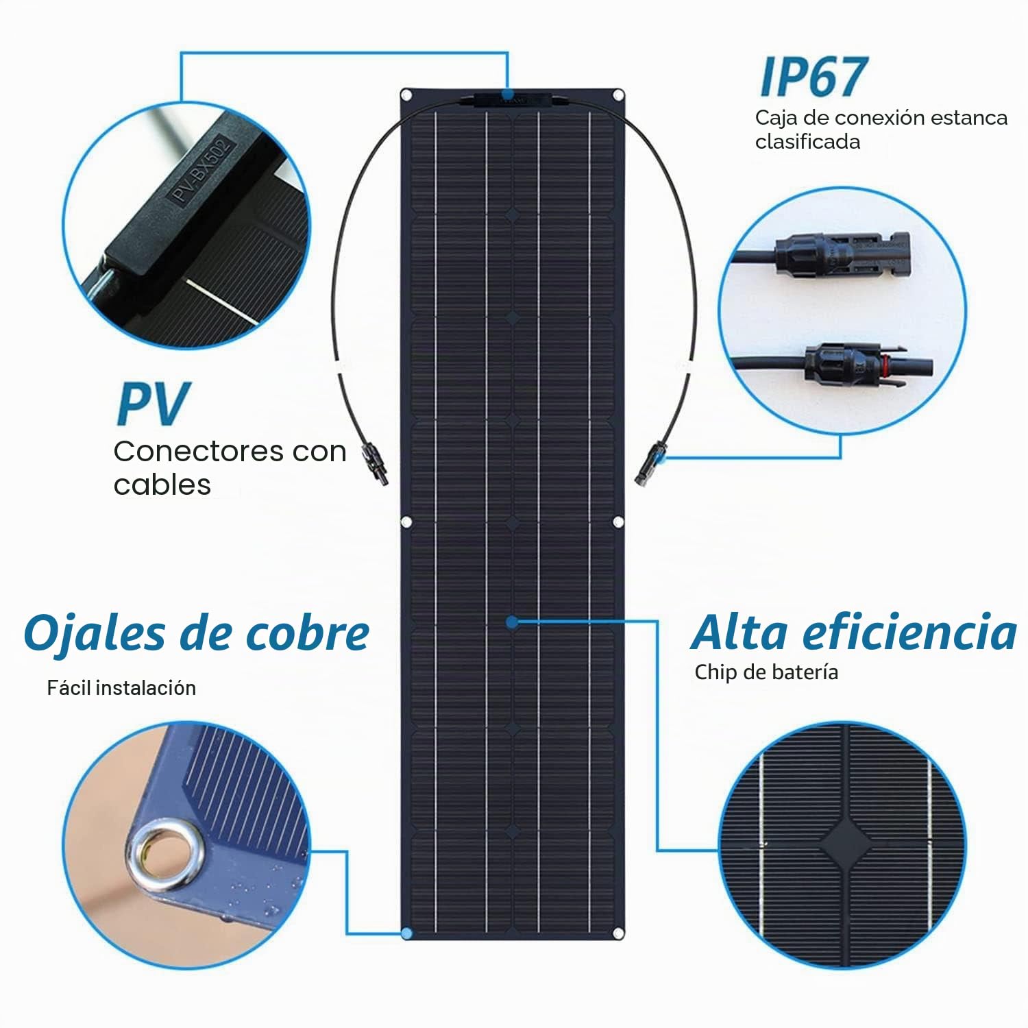 Panel solar flexible portátil de 200 W, 400 W y 800 W,módulo fotovoltaico monocristalino flexible de 12 V a 24 V,controlador de carga de 40 A para autocaravanas,coches,barcos y caravanas. Black-200W