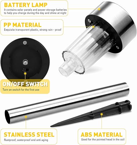 Miniatura 2 de Luces solares para exteriores Halloween SUNNEST paquete de 12 luces solares de acero inoxidable para exteriores impermeables iluminación LED de