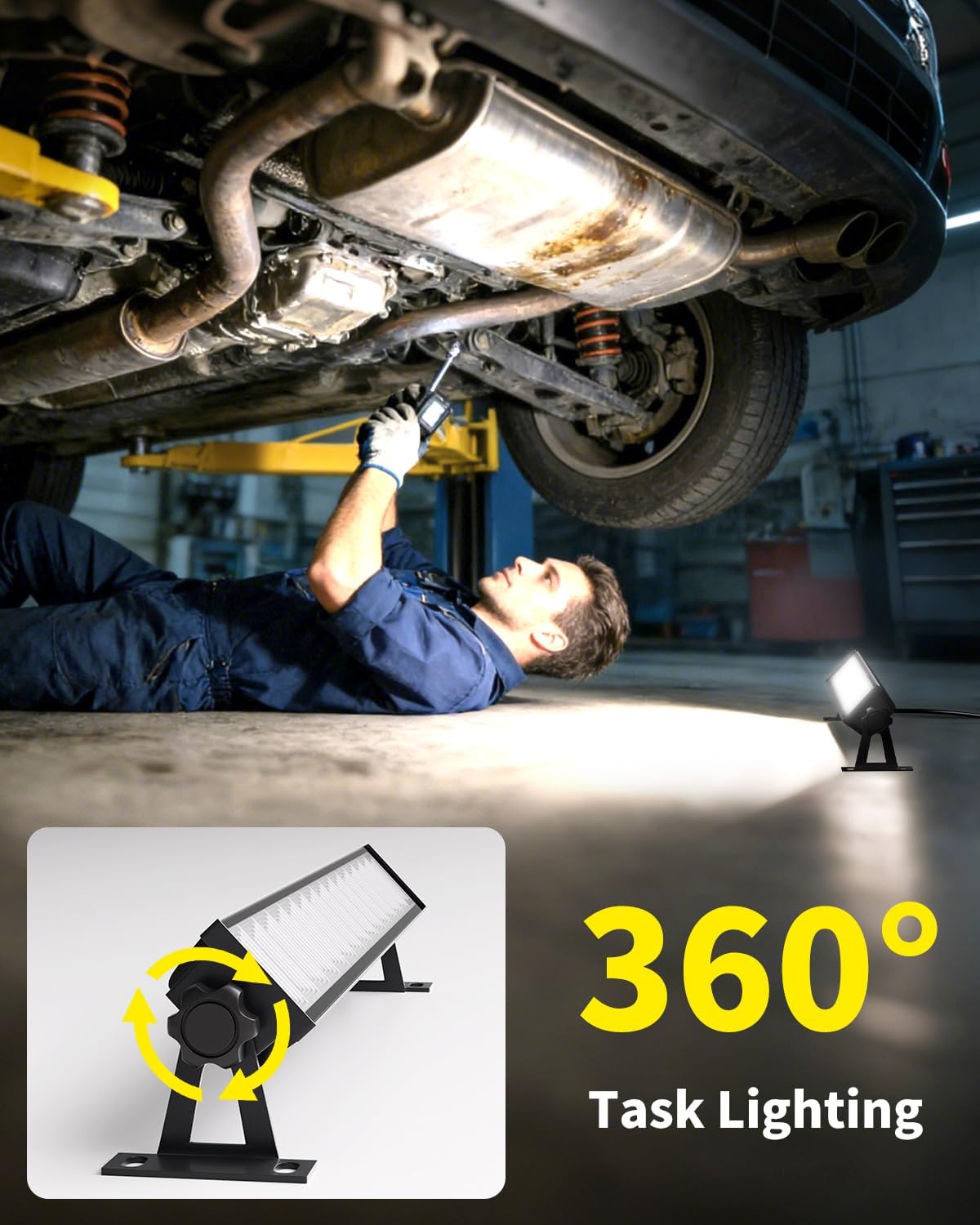 LED Shop Light 5400LM 45W Super Brighter, 4 Pack Plug in Garage Light with 6FT Cord and On/Off Switch, 6000K IP66 Waterproof Outdoor Work Shop Bay Lighting for Garage Workshop Warehouse Factory Yard