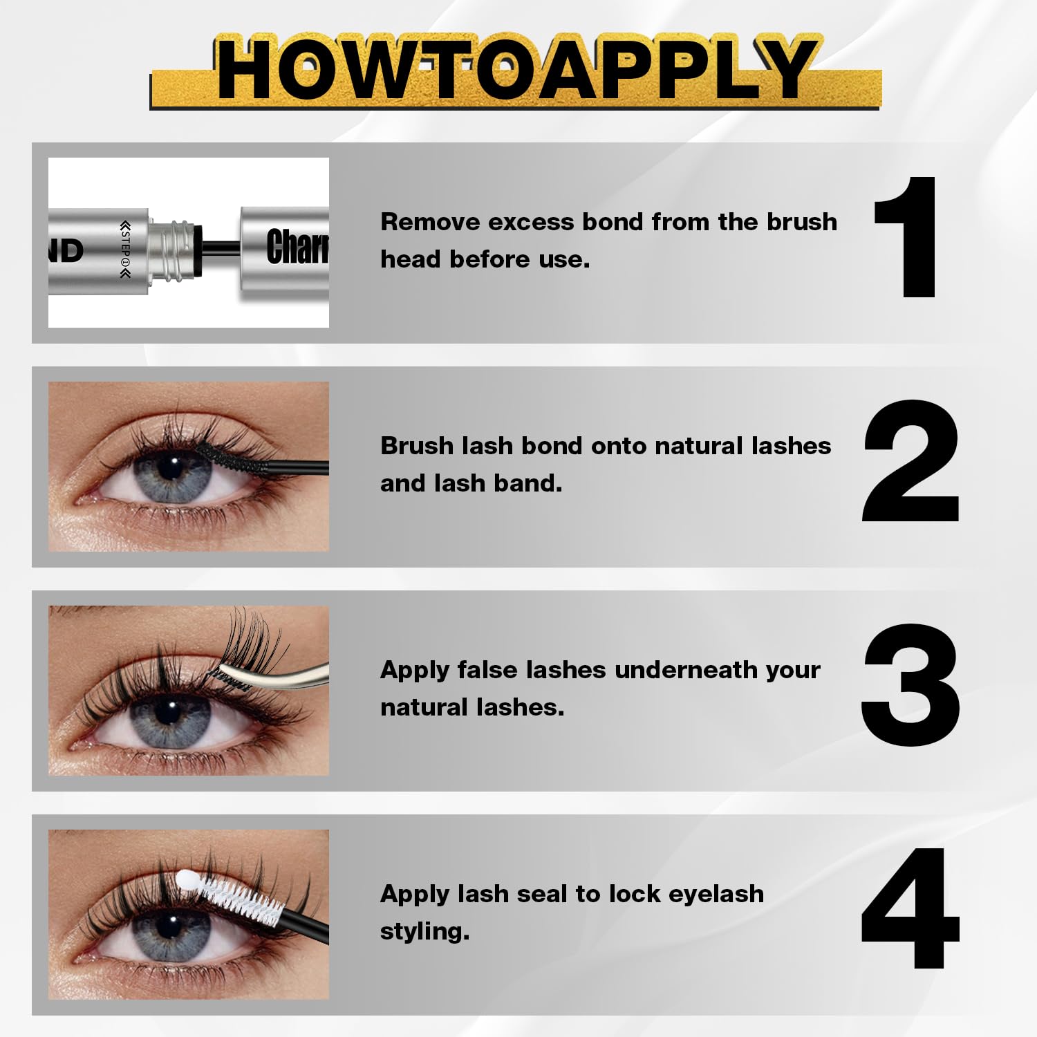Lash Glue, Eyelash Bond and Seal Kit - Long-Lasting 72H Waterproof & Sleep-Safe, Easy 2-in-1 Design for Natural Look - Eyelash Glue for Sensitive Eyes, Wedding, Travel, Swimming (Black 5ml+5ml)