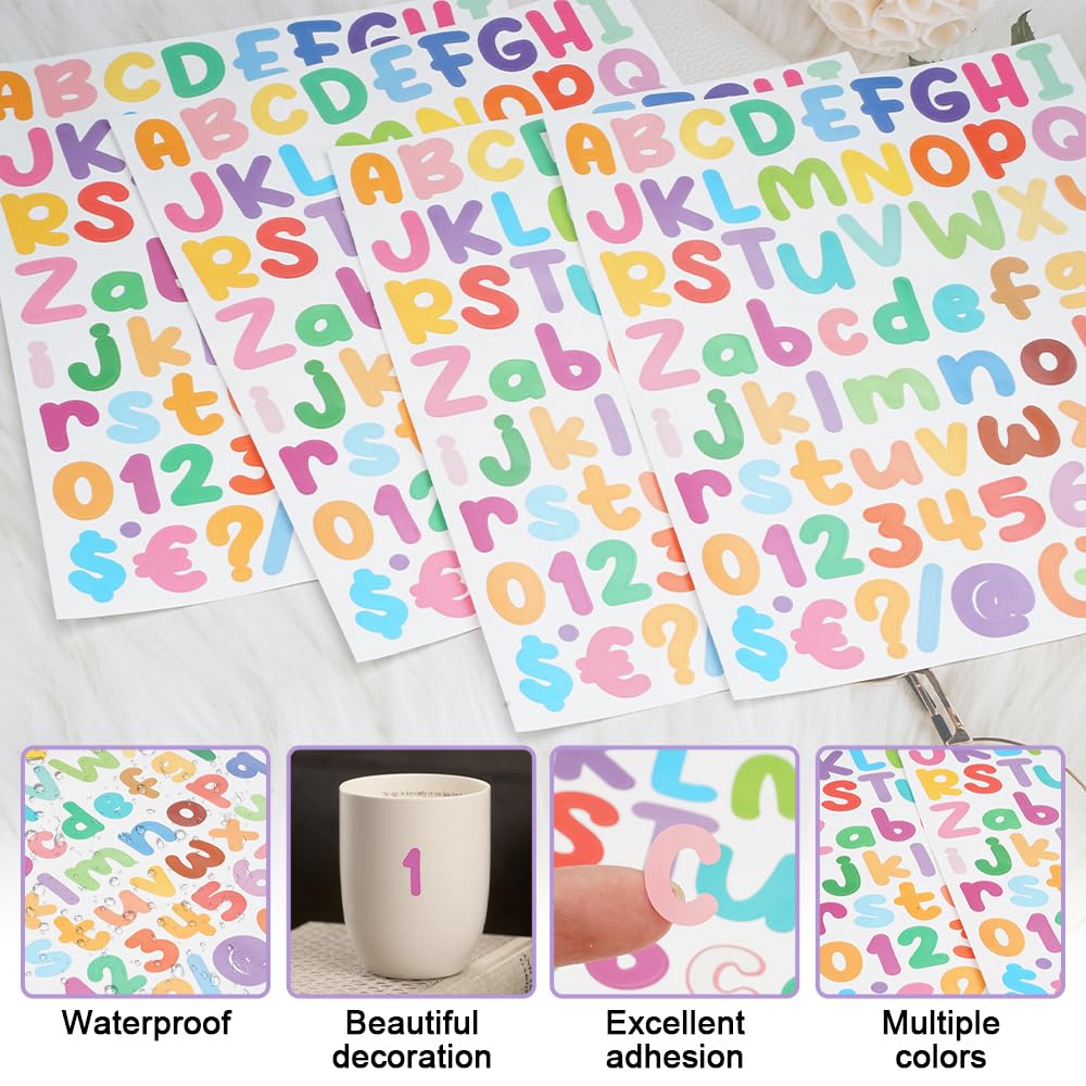 Zayookey 10 Fogli Adesivi Lettera Alfabeto Autoadesivi Impermeabile Vinile Numeri Lettere Segni Adesivi Letter Number Sticker per Cassetta Postale, Porta, Scrapbooking (Multicolore, 1 Pollice