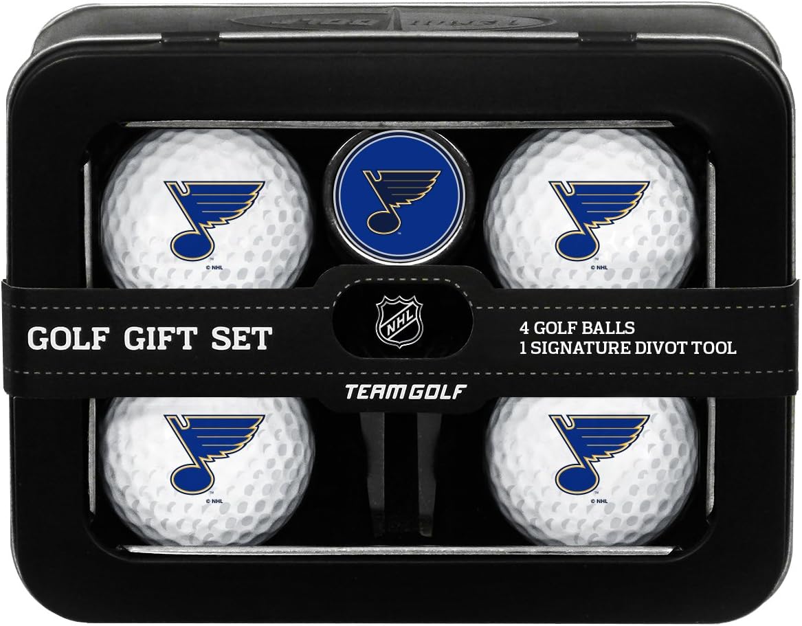 Team Golf NHL Regulation Size Golf Balls (4 Count) & Divot Tool with Removable Double-Sided Magnetic Marker