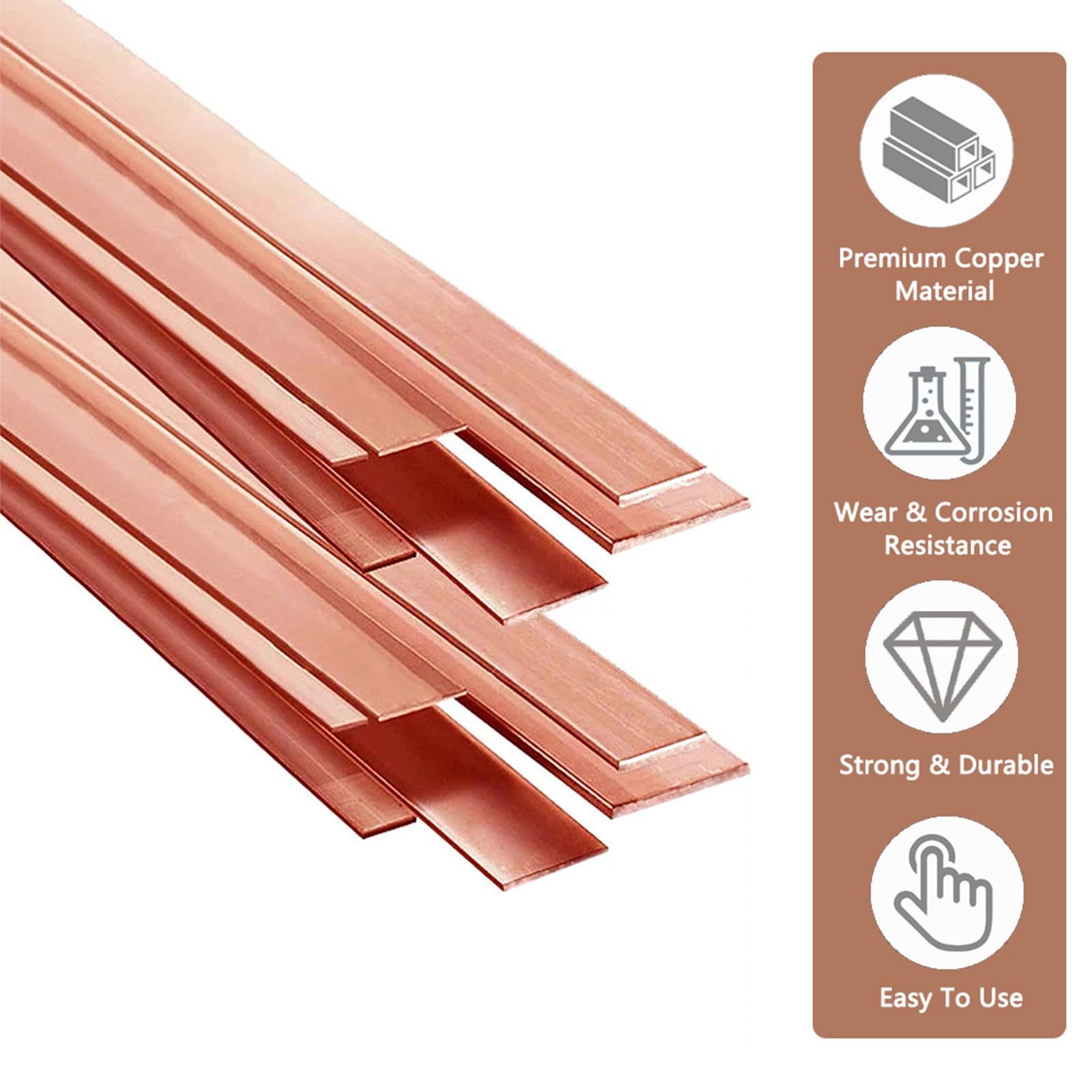 110 Copper Flat Bar - 1/8" X 1" X 12" Long, CDA-110 Copper Bus Bar For Electrical 10 thumbnail image