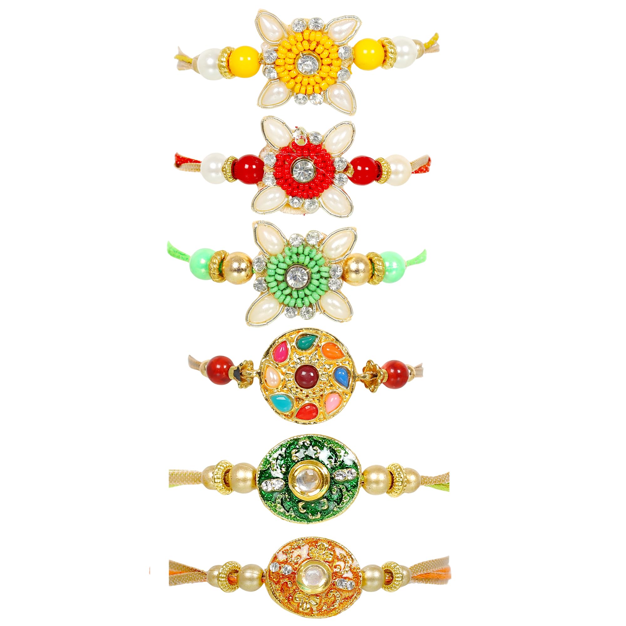 University Trendz Combo of Floral Kundan Rakhi for Men and Brother- Pack of 6 (B0D8QBP2Z6) Amazon Price History, Amazon Price Tracker