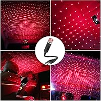 Vista 4 de Luz nocturna de techo de auto con estrellas, portátil, ajustable, USB, flexible, interior, LED, con atmósfera romántica, estrella, proyector Rojo